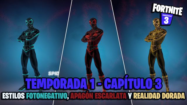 fortnite capitulo 3 temporada 1 pase de batalla super estilos recompensas adicionales skins fotonegativo apagon escarlata realidad dorada