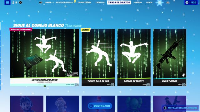 fortnite capitulo 3 temporada 1 the matrix colaboracion neo tiempo bala trinity`patada keanu reeves carrie anne moss