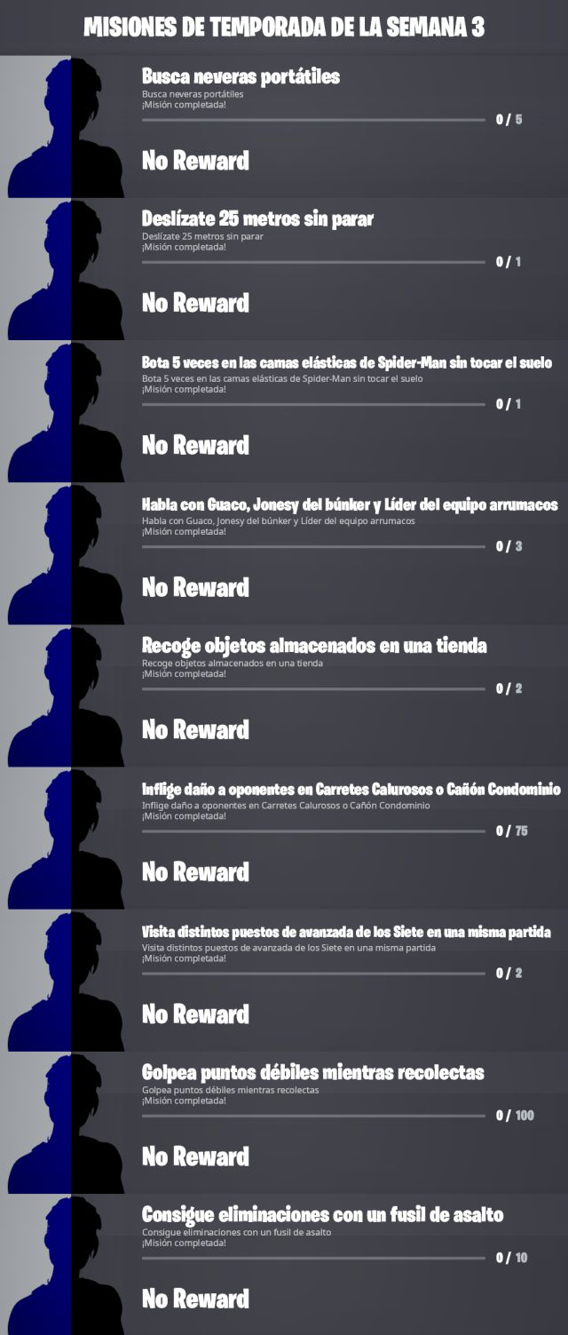 fortnite capitulo 3 temporada 1 desafios misiones filtradas semana 3