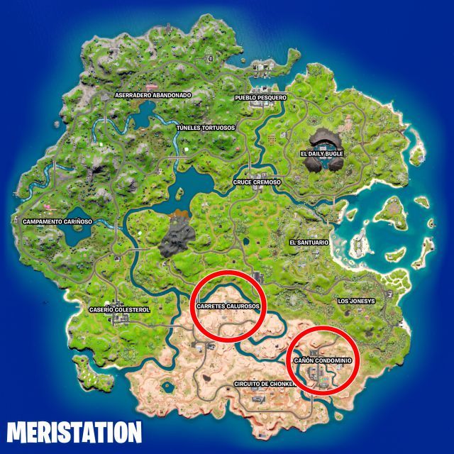 fortnite capitulo 3 temporada 1 desafios misiones semana 3 desafio mision inflige daño a oponentes en carretes calurosos o cañon condominio