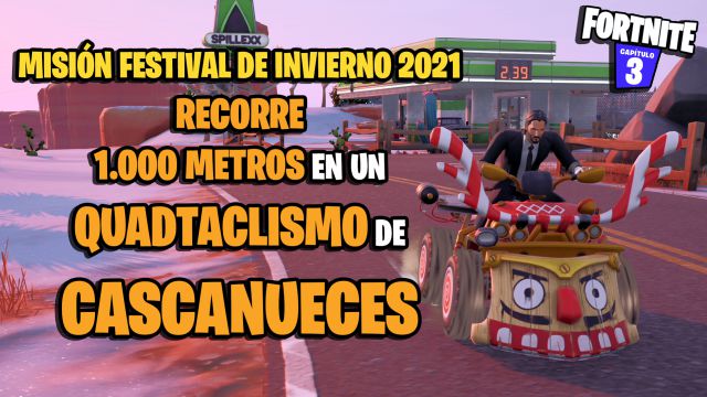 fortnite capitulo 3 temporada 1 desafios misiones evento festival de invierno 2021 desafio mision recorre 1000 metros en un quadtaclismo de cascanueces