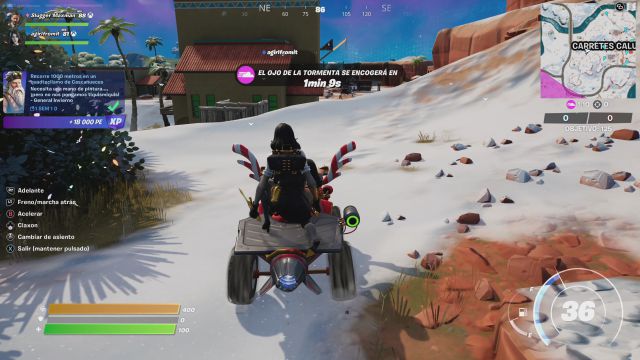 fortnite capitulo 3 temporada 1 desafios misiones evento festival de invierno 2021 desafio mision recorre 1000 metros en un quadtaclismo de cascanueces