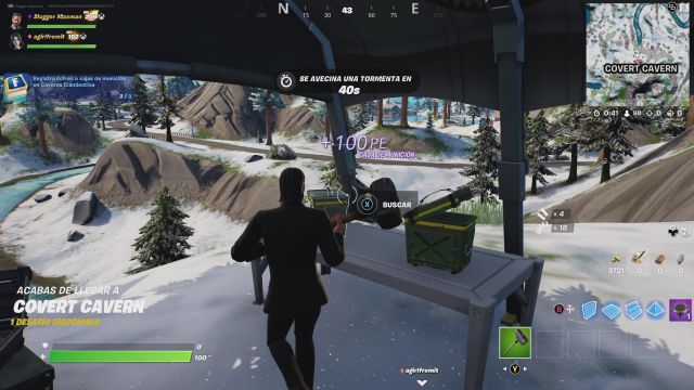 fortnite capitulo 3 temporada 1 la fundacion dwayne johnson the rock desafios misiones desafio mision registra cofres o cajas de municion en caverna clandestina
