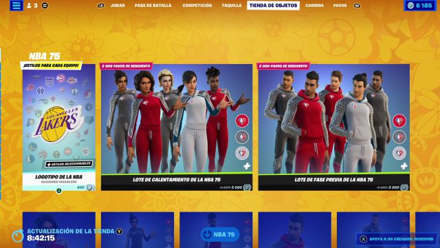 fortnite nba 75 all star skins desafios misiones central creativa