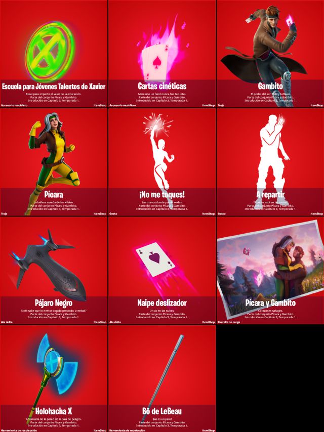 fortnite skins gambito picara xmen marvel como conseguirlos
