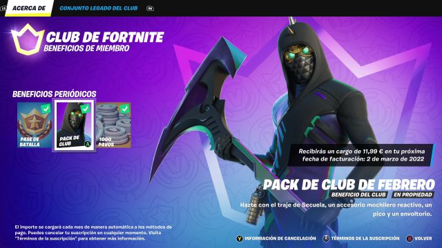 club de fortnite marzo 2022 skin tracy trabas