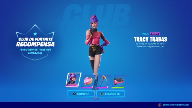 club de fortnite marzo 2022 skin tracy trabas