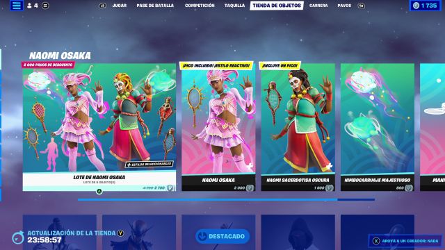 fortnite naomi osaka nuevos skins serie de idolos icon series como conseguirlos