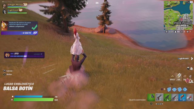 fortnite capitulo 3 temporada 1 semana salvaje 3 semana de arteria aviar desafios misiones desafio mision deslizate 30 metros sin parar mientras agarras un pollo