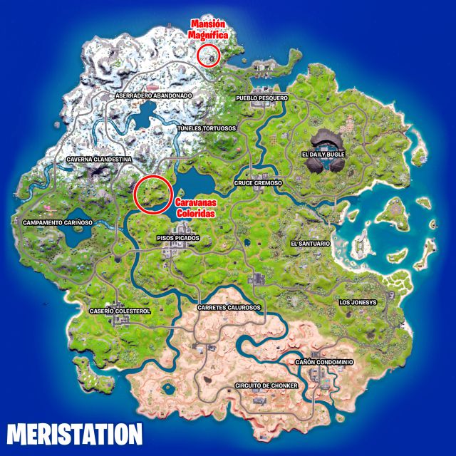 fortnite capitulo 3 temporada 1 desafios misiones semana 14 desafio mision decora mansion magnifica y caravanas coloridas con adornos de jardin de flamencos