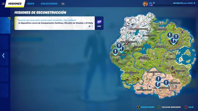 fortnite capitulo 3 temporada 2 desafios misiones reconstruyendo desafio mision establece conexion con el dispositivo cerca campamento cariñoso circuito de chonker o el daily bugle