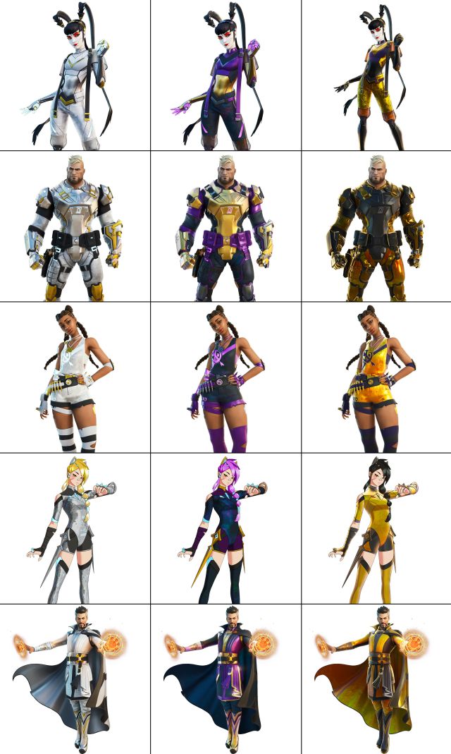 fortnite chapter 3 season 2 super styles battle pass skins sigil silver tempest colorful