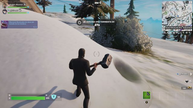 fortnite capitulo 3 temporada 2 desafio mision monticulos nieve klombos