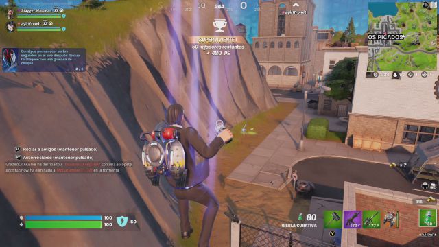 fortnite capitulo 3 temporada 2 desafios misiones semana 4 desafio mision consigue permanecer varios segundos en el aire despues de que te ataquen con una granada de choque