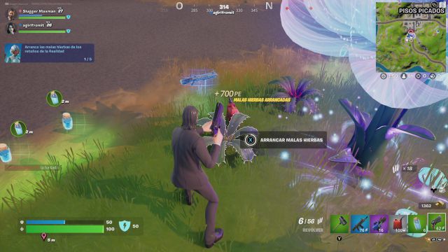 fortnite temporada 3 desafios misiones semana 2 desafio mision arranca las malas hierbas de los retoños de la realidad