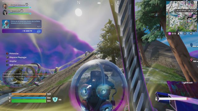 fortnite temporada 3 desafios misiones semana 2 desafio mision entra en el tunel de viento de la bola voladora con un boloncho