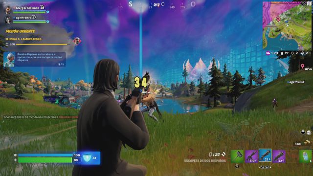 fortnite temporada 3 desafios misiones semana 2 desafio mision asesta disparos a la cabeza a oponentes con una escopeta de dos disparos