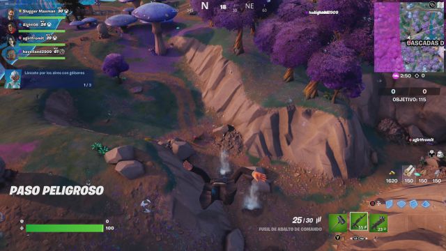fortnite temporada 3 desafios misiones semana 2 desafio mision lanzate por los aires con geiseres
