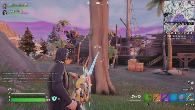 fortnite temporada 3 desafios misiones semana 4 desafio mision derriba pinos madereros con un lanzasierras