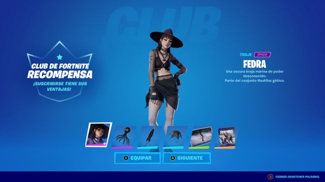 club de fortnite julio 2022 nueva skin fedra como conseguirla