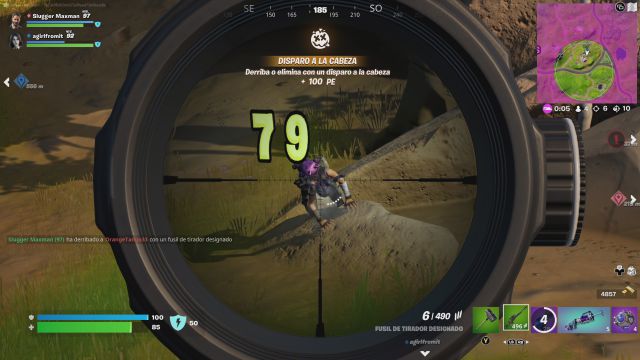 fortnite temporada 3 desafios misiones semana 5 desafio mision inflige daño a oponentes desde arriba con un fusil de tirador designado