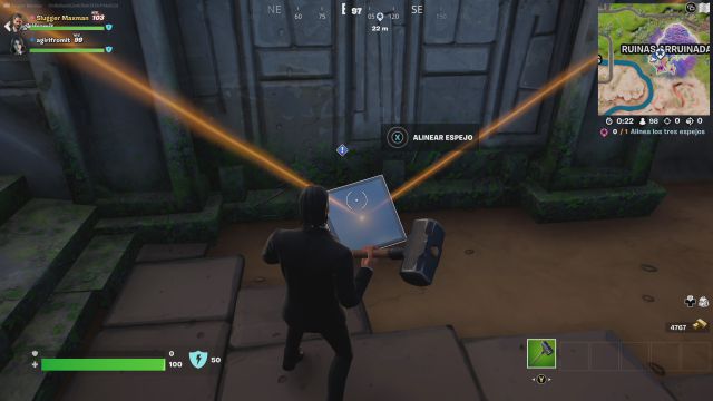 fortnite temporada 3 desafios misiones buena onda parte 5 desafio mision alinea los tres espejos