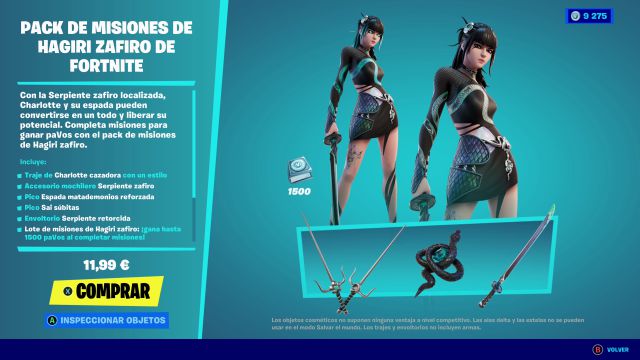 fortnite temporada 3 pack misiones hagiri zafiro skin charlotte cazadora