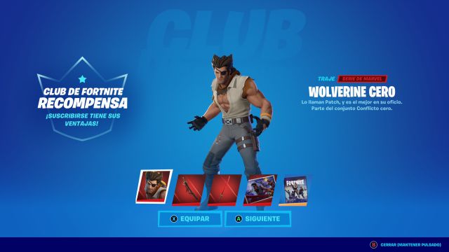 club de fortnite agosto 2022 nueva skin wolverine cero marvel como conseguirla