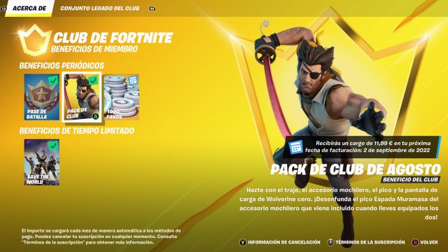 club de fortnite septiembre 2022 nueva skin desamorada como conseguirla