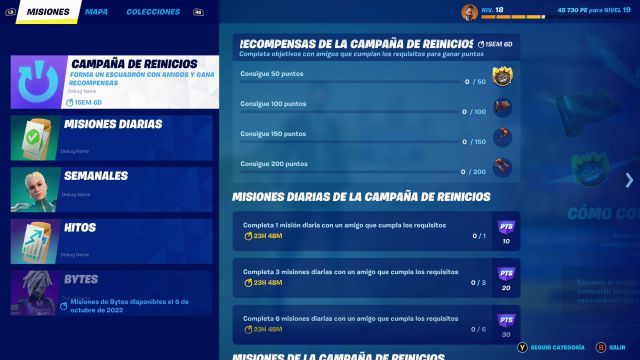 fortnite temporada 4 desafios misiones campaña de reinicios