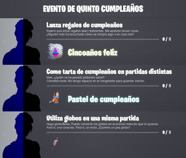 fortnite quinto cumpleaños 5 aniversario fechas horarios misiones recompensas gratis