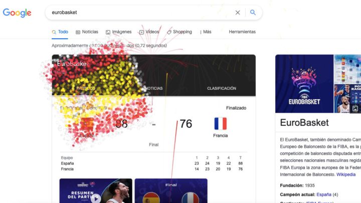 Qué sucede si pones ‘Eurobasket’ en Google: cómo el buscador felicita a España