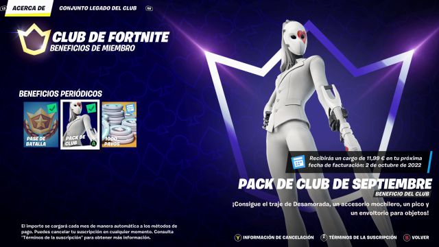 club de fortnite octubre 2022 nueva skin garra roja como conseguirla