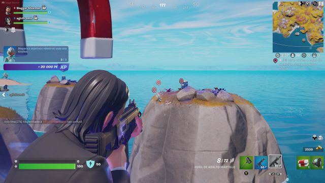 fortnite temporada 4 desafios misiones semana 2 desafio mision dispara a objetivos mientras usas una tirolina