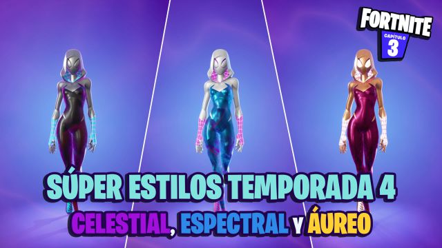 fortnite temporada 4 pase de batalla super estilos celestial espectral aureo
