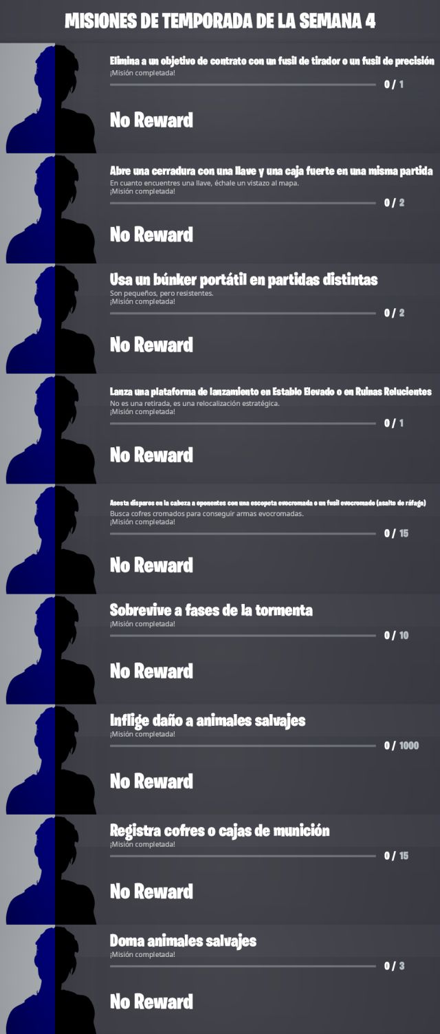 fortnite temporada 4 desafios misiones filtradas semana 4