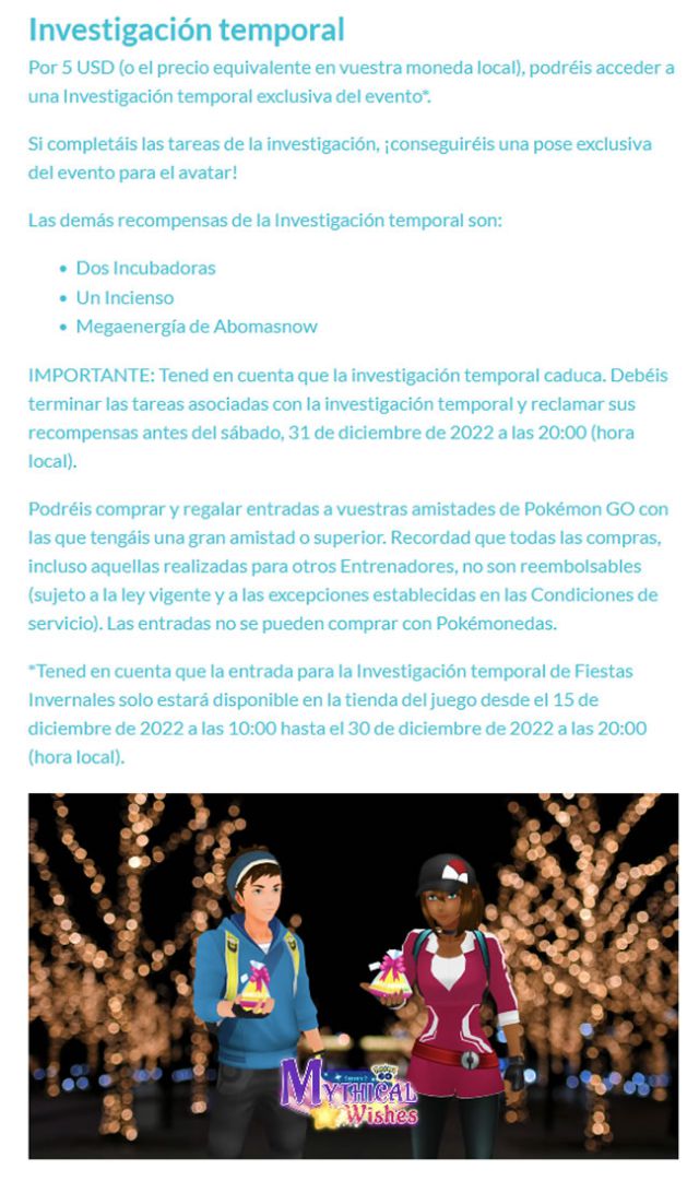 Pokemon go vacanze invernali parte 1 2022 evento di indagine temporanea