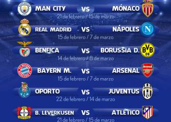 Real Madrid-Nápoles, PSG-Barça, Bayer-Atleti y Sevilla-Leicester