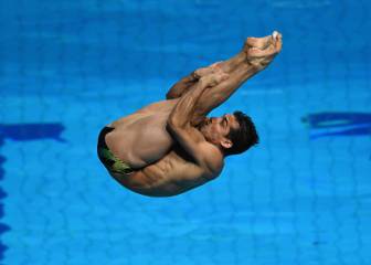 Rommel Pacheco y Jair Ocampo, en la final del trampolín