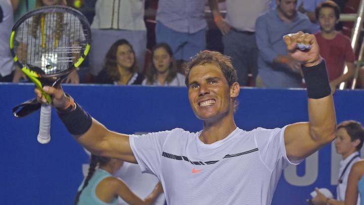 Rafael Nadal celebra en el Abierto Mexicano de Tenis 