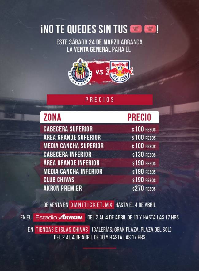 Chivas aumenta precio de los boletos para la final ante Toronto AS México