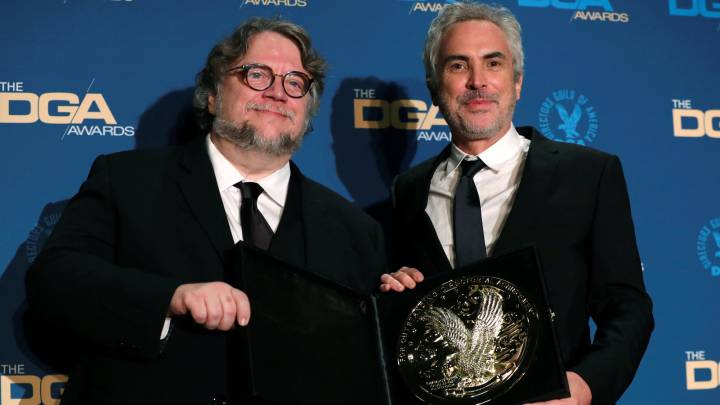 Guillermo del Toro y Alfonso Cuarón en premiación