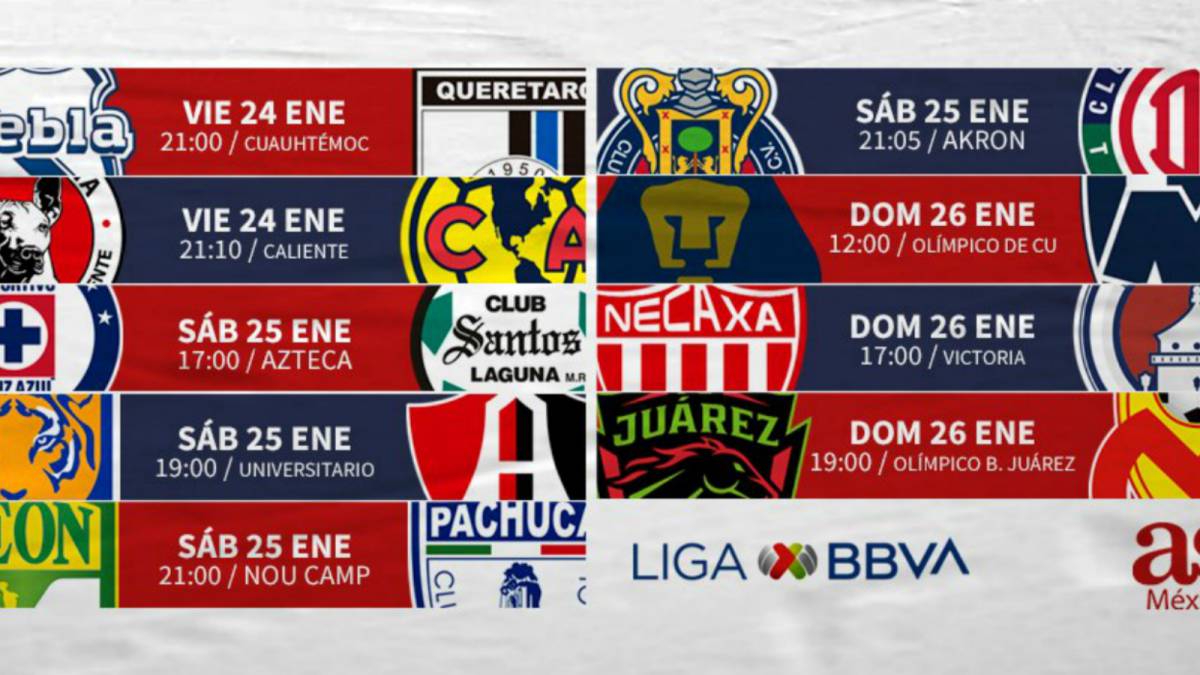 Fechas y horario de la jornada 3 de la Liga MX AS México