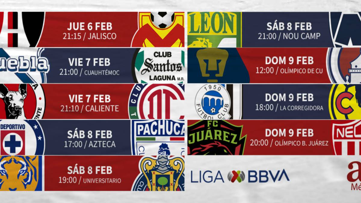 Fechas y horarios de la jornada 5 de la Liga MX AS México