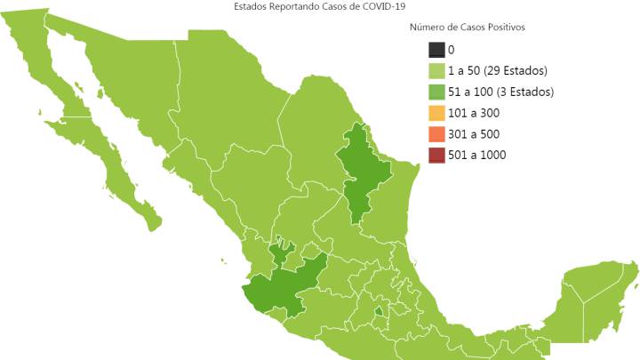 Mapa y casos de coronavirus en México por estados hoy 26 de marzo
