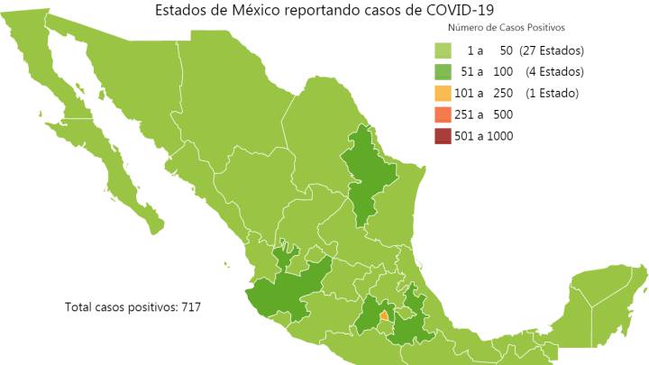 Mapa y casos de coronavirus en México por estados hoy 27 de marzo