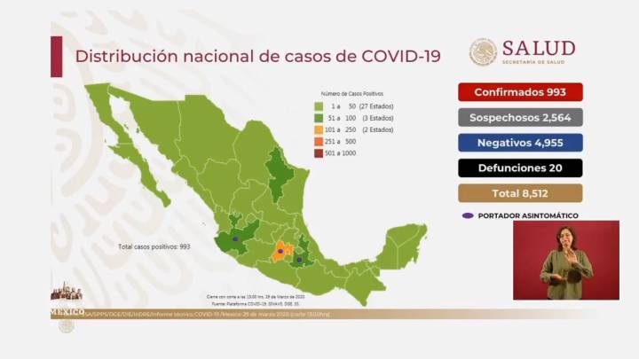 Mapa y casos de coronavirus en México por estados hoy 29 de marzo