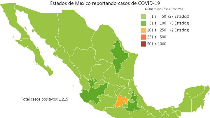 Mapa y casos de coronavirus en México por estados hoy 31 de marzo