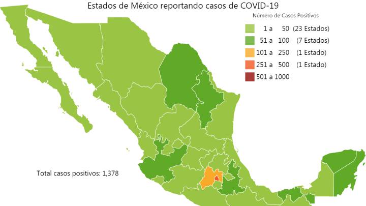 Mapa y casos de coronavirus en México por estados hoy 1 de abril
