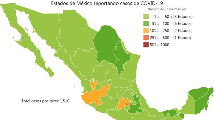 Mapa y casos de coronavirus en México por estados hoy 3 de abril